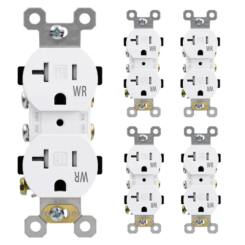 Miniatura 9 de ELEGRP Receptáculo dúplex de 20 amperios y 125 V, toma de corriente eléctrica estándar, resistente a manipulaciones TR y resistente a la intemperie
