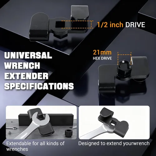 Miniatura 2 de Extensor universal de llave – unidad de 1/2 pulgada y hexagonal de 0.827 in – Adaptador de par ajustable para reparación y aflojamiento sin esfuerzo