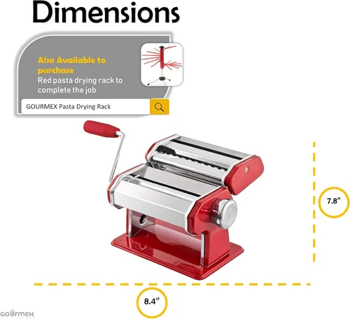 Miniatura 5 de Máquina manual de acero inoxidable para hacer pasta, con ajustes de grosor ajustables, perfecta para espaguetis y fettuccini caseros profesionales