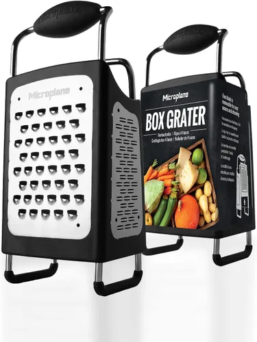 Microplane Rallador multiuso ultraafilado de acero inoxidable de cuatro caras: rebanador, fino, cinta y estilos de hoja extra gruesa