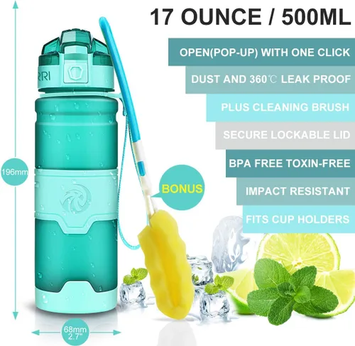 Miniatura 2 de Botella de agua deportiva Zorri, 400/500/700ml/1L, sin BPA, a prueba de fugas, ligera, botellas Tritan para exteriores, camping, ciclismo, fitness
