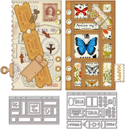 Miniatura 16 de GLOBLELAND Troqueles de corte de página de mariposa para hacer tarjetas, troqueles de corte de borde desgarrado para bricolaje, álbumes de recortes