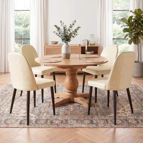 Miniatura 19 de Juego de 2 sillas de comedor tapizadas, sillas de comedor de tela moderna de mediados de siglo, sillas de cocina con asiento acolchado y patas