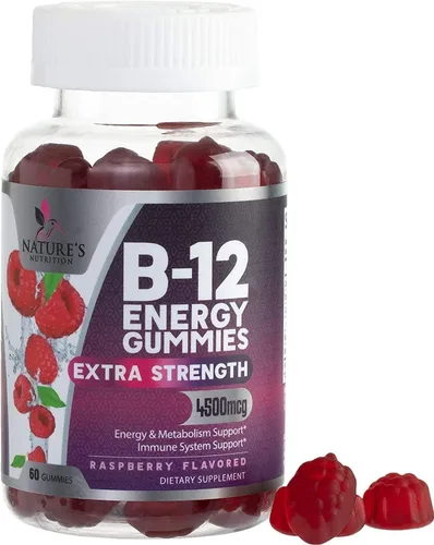 Gomitas energéticas B12 – 4500 mcg de vitamina B12 por porción – Suplemento B12 masticable extra fuerte para energía, metabolismo y apoyo