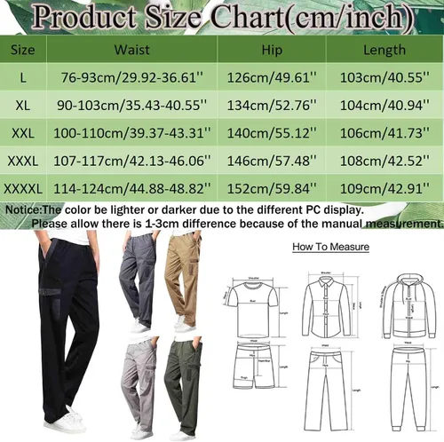 Miniatura 6 de EELHOE Baggy Cargo Pants for Men Ripstop Relaxed Fit Lightweight Trousers Tactical Work Outdoor Bottom Pant Multi Pockets