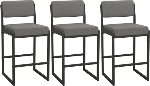 Miniatura 9 de SAECKBERG Taburetes de bar modernos de altura de mostrador, sillas de barra de 26 pulgadas de altura con respaldo, taburetes tapizados, taburetes