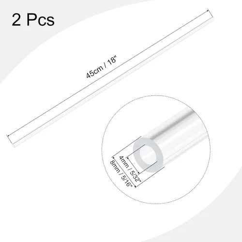 Miniatura 2 de MECCANIXITY Tubo acrílico transparente rígido redondo tubo 0.157 in (5/32") ID 0.315 in (5/16") OD 18" para lámparas y linternas, sistema