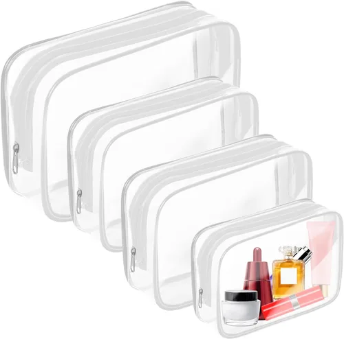 Miniatura 11 de Bolsa de maquillaje transparente AURUZA, bolsas de aseo portátiles para viajes con cremallera, bolsas organizadoras transparentes aprobadas por