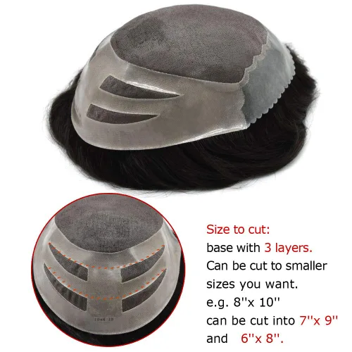 Miniatura 5 de Mens Toupee Hair Piece For Men Real Human Hair System Replacement For Men Fine Mono Toupee For Men Hair Prosthesis Mens Hairpiece Protesis Capilar