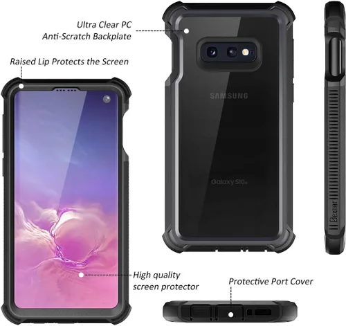 Miniatura 2 de Dexnor Funda para Galaxy S10E con protector de pantalla integrado, transparente, resistente, de cuerpo completo, a prueba de golpes, parte trasera