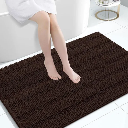 Miniatura 259 de Grandaily Alfombras de baño de felpilla a rayas de 24 x 16 pulgadas, extra gruesas y suaves, absorbentes, parte trasera de goma, alfombra de ducha