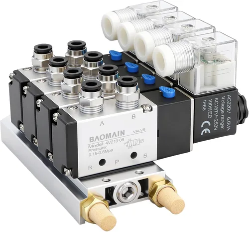 Miniatura 10 de Baomain 4V210-08 AC 220V 5/32" Quick Fitting 2 Posición 5 W Silenciador Base