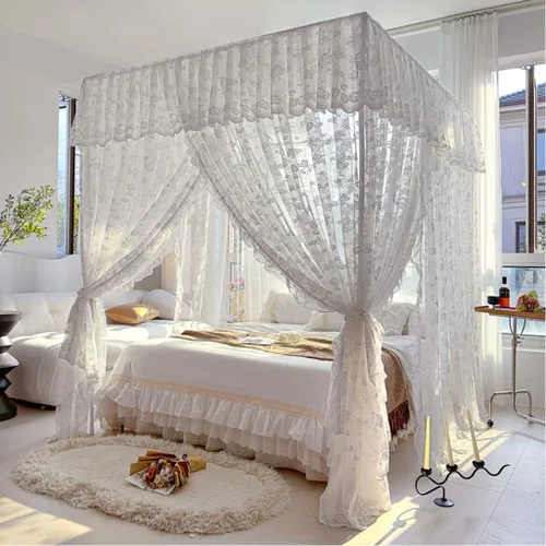 Miniatura 10 de Obokidly Oldshools - Mosquitera de encaje retro estilo moderno para niñas, adultos, mujeres, cama Queen King Cal