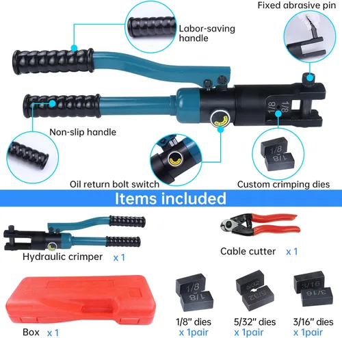 Miniatura 2 de Muzata Herramienta de Prensado de Barandilla de Cable Personalizada Mejorada Prensadora Hidráulica Herramienta de Prensado Hidráulico para Kit