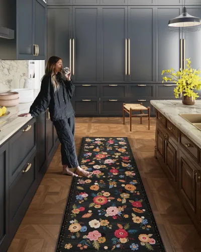 Miniatura 7 de Alfombra de pasillo lavable antideslizante: alfombra de cocina de 2 x 6 pies, resistente a las manchas, con parte trasera de goma, alfombra suave