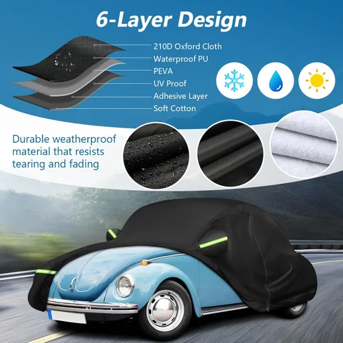 Miniatura 2 de Funda de automóvil sedán de 2 puertas para Volkswagen Beetle Bug 1960-1980, impermeable, resistente, protección para todo tipo de clima