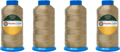 Miniatura 101 de Mandala Crafts - Hilo de nailon para coser cuero, tapicería, mezclilla y para trenzar el pelo; resistente, 1500 yardas, tamaño 69 T70 Marrón