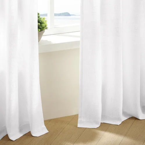 Miniatura 69 de Cortinas de lino natural con pliegues fruncidos de 120 pulgadas de largo para sala de estar, cortinas plisadas con ganchos y lengüeta trasera
