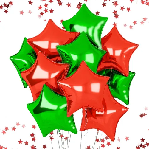 Miniatura 19 de Globos de estrellas rojas, azules y negras, globo de papel de aluminio de 18 pulgadas para helio, paquete de 10 globos rojos y azules, globo de Negro