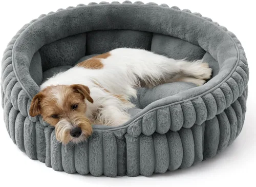 Miniatura 16 de Bedsure ComfyFleece™ - Cama para gatos, lavable y redonda para mascotas para gatos de interior, cama de pana súper suave con parte inferior