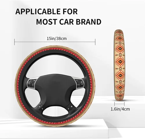 Miniatura 4 de Funda para volante para mujeres y hombres, estilo étnico, geométrico, nativo americano, tribal, del suroeste, protector de volante de neopreno