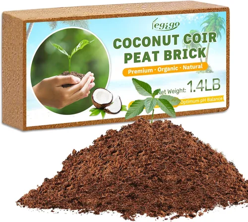 Legigo Paquete de 1 Ladrillo de Fibra de Coco Orgánico - 100% Natural Ladrillo de Turba de Coco Comprimido de Fibra de Coco con Bajo EC y Equilibrio