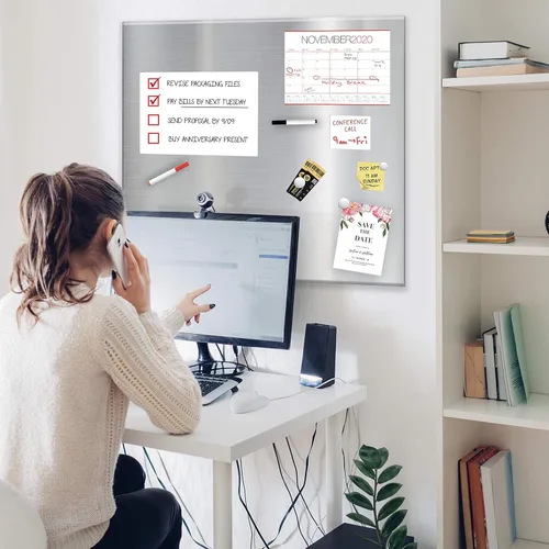 Miniatura 4 de Imán y tablero de mensajes Imán y tablero de mensajes jumbo de 30 x 35 x 0.7 pulgadas Tablero de anuncios de acero montable