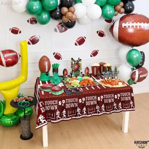 Miniatura 7 de KatchOn, XtraLarge - Mantel de fútbol – Paquete de 3 Decoraciones de fiesta de fútbol Mantel de campo de fútbol marrón Mantel de touchdown