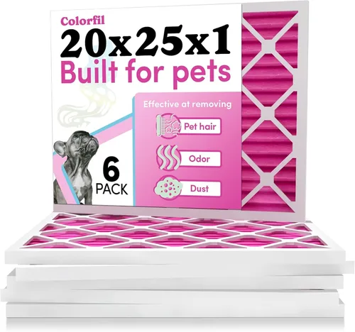Miniatura 36 de Colorfil Filtro de aire de 14 x 20 x 1 (paquete de 4) Fabricado en los Estados Unidos Cambio de color Elimina el olor de gatos y perros MERV