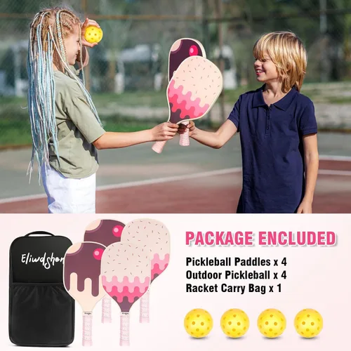 Miniatura 6 de Juego de palas de pickleball Eliwdshen de 2 o 4 con pelotas de pickleball y bolsa Las raquetas están fabricadas según los estándares de USAPA