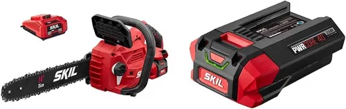 SKIL PWR CORE 40 Kit de motosierra ligera sin escobillas de 40 V 14 pulgadas, incluye batería de 2.5 Ah y cargador automático PWR - CS4555-10 y