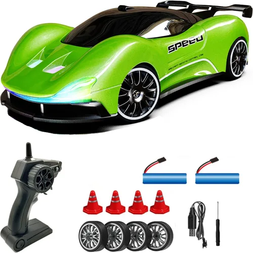 Miniatura 11 de Coche de deriva a escala 1:20 con control remoto 4WD 2.4GHz Racing Sport Toy RC Car con luces LED, carreras y ruedas de deriva (azul)