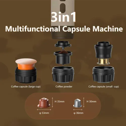 Miniatura 2 de Cafetera portátil, cafetera recargable USB-C de 15 bar, mini cafetera eléctrica para campamento, viajes, coche y oficina (naranja)
