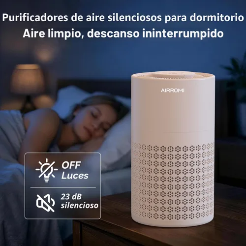 Miniatura 6 de Purificador de aire AIRROMI para dormitorio con filtro HEPA 3-en-1, purificador de aire para mascotas para el olor a orina de gato en el hogar