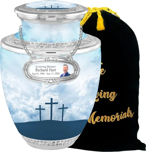 Miniatura 10 de Urnas de cremación cruzadas personalizadas de medallón para cenizas de adultos, hombres y mujeres, urnas funerarias de 200 libras para cenizas