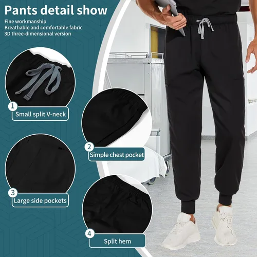 Miniatura 5 de niaahinn Scrub for Scrubs Top con cuello en V clásico y pantalones deportivos de yoga, uniforme médico de enfermería