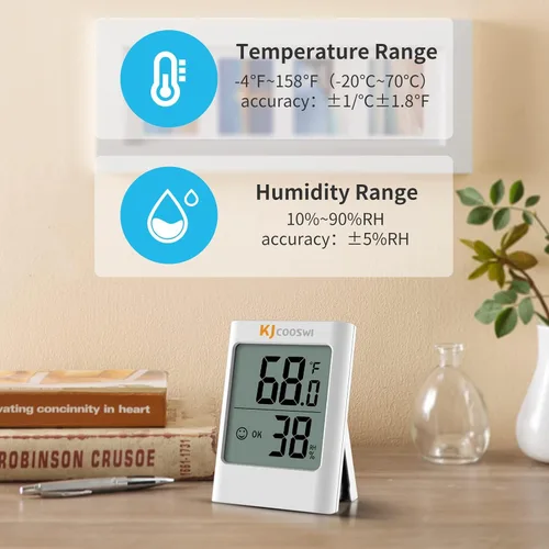 Miniatura 7 de Medidor de humedad, paquete de 2 termómetros de interior para el hogar, higrómetro digital, termómetro de habitación y medidor de humedad