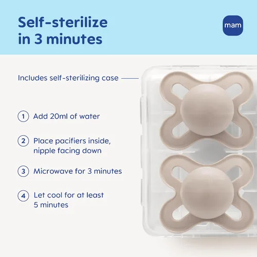 Miniatura 4 de MAM Original Start Chupetes Mate para Bebé, Binky para 0-3 meses, pezón de silicona sin BPA, fácil de limpiar, ideal para bebés recién nacidos
