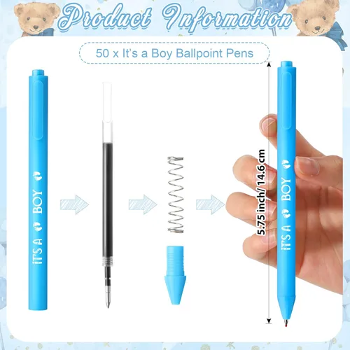 Miniatura 3 de Sintuff Juego de 50 Recuerdos de Baby Shower para Invitados 1 Letrero de Agradecimiento por Venir 50 Bolígrafos 50 Tarjetas de Agradecimiento