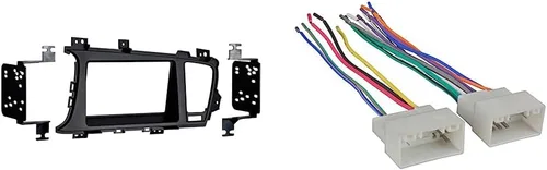 Metra 95-7345B Kit de montaje de tablero doble DIN para Kia Optima 2011-UP (negro) y arnés de cableado METRA Ltd 70-7304 para vehículos Kia y