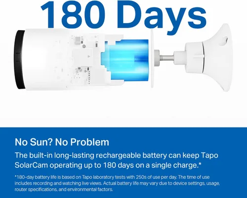 Miniatura 7 de Tapo TP-Link Tapo SolarCam C402 Kit, cámara solar para exteriores con batería y base de panel solar, inalámbrica, 1080P, detección gratuita de Blanco