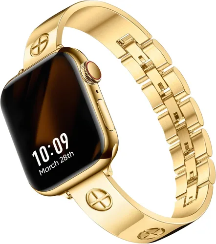 Missair - Correa compatible con Apple Watch de 38, 40, 41, 42, 44, 45, 46, 49 mm, correa de metal de acero inoxidable para mujer, pulsera elegante