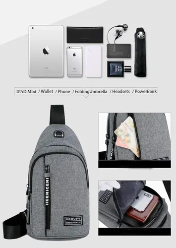 Miniatura 4 de YERCHIC Bolso bandolera pequeño cruzado en el pecho, hombro resistente al agua, bolsa de viaje con correa para hombres y mujeres con agujero