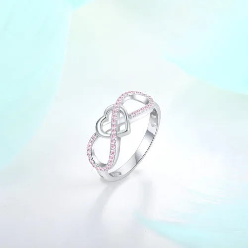Miniatura 4 de STARCHENIE Anillo de corazón infinito para mujer, plata de ley 925, anillo de promesa, talla 10