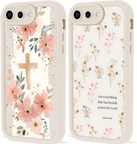 Miniatura 41 de Paquete de 2 fundas protectoras para iPhone 13 de 6.1 pulgadas con versículo bíblico de Jesús y cruz cristiana floral, para mujeres y niñas, funda