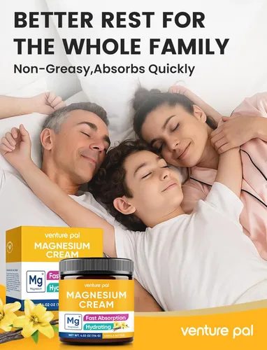 Miniatura 2 de Venture Pal Crema tópica de magnesio, loción hidratante de magnesio de rápida absorción con aceite de coco, manteca de karité y ácido hialurónico