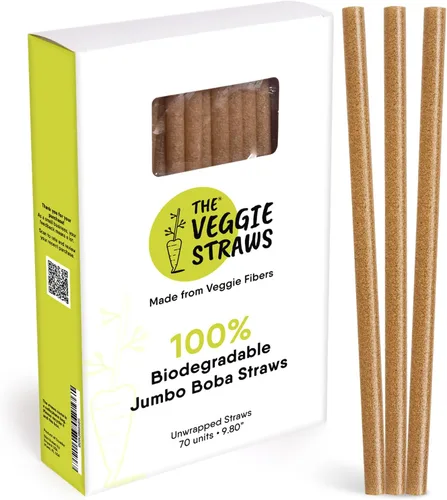 Miniatura 15 de The Veggie Straws – 100 popotes biodegradables sin envolver de 8.25 pulgadas – Hecho de fibras vegetales, las mejores pajitas ecológicas