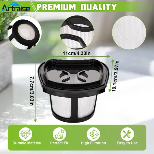 Miniatura 3 de Paquete de 4 filtros de repuesto 2390A para aspiradora de mano Bissell Pet Hair Eraser Model 2390 2389 23903 2284W 2579, comparado con las piezas #