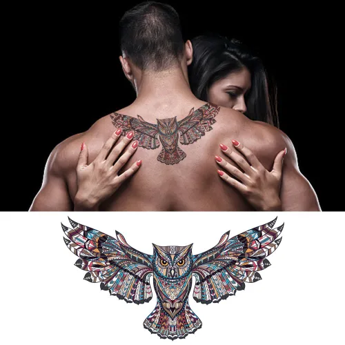 Miniatura 4 de Tatuajes grandes falsos temporales para hombres, mujeres y adolescentes, VIWIEU 3D realista para niñas, tatuajes temporales, 5 hojas, tatuajes