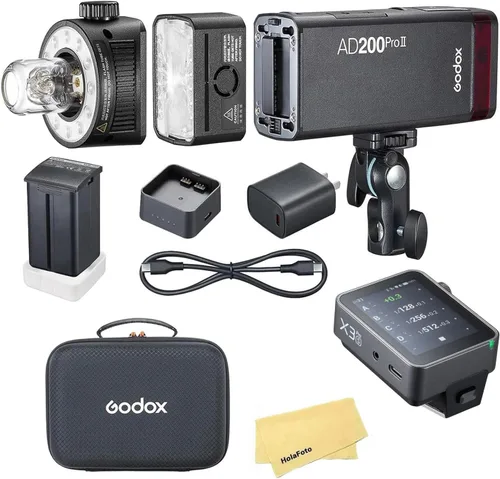 Miniatura 12 de Godox AD200 Pro II 2.4G Pocket Flash Strobe con disparador de flash X3C para cámaras Canon, 500 flashes de potencia completa, reciclaje
